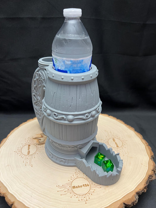Barrel Bastion -  Drink and Roll dice tower and beverage holder.